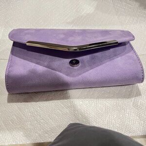 Chelsea Moreland Clutch with Soft Purple Suede like material and silver accent